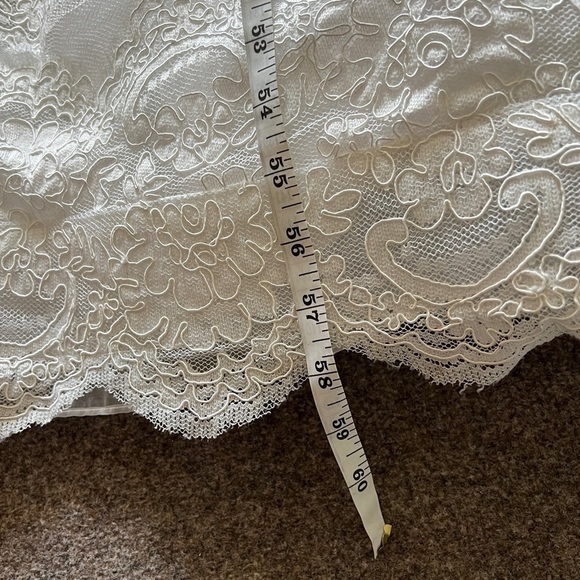 Mikael Aghal Black White Lace Evening Gown Wedding Floor Length Dress Women’s 4 - Picture 12 of 15